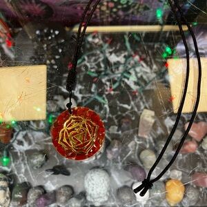 Elegant Red and Gold Pendant Necklace